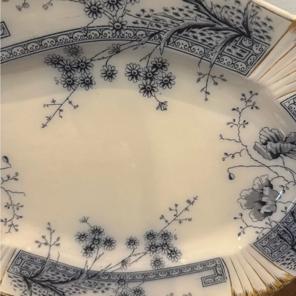 Antique CH & H Tunstall Windsor Blue Flow 17 1/2” Art Deco Serving Platter - Picture 7 of 12